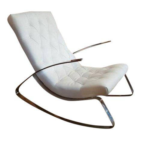 Modern Flat Bar Chrome Rocking Chair