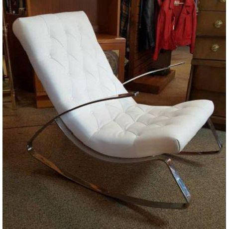 Modern Flat Bar Chrome Rocking Chair