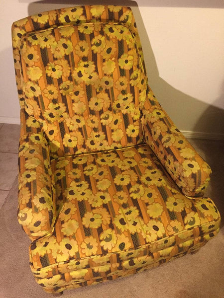 Vintage Floral Lounge Chair by Heritage Furniture Co.