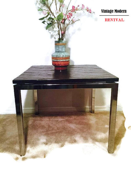 Mid-Century Modern Chrome Coffee Table with a Slate Top by Florence Knoll, 1960s