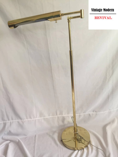 Mid century 1970s Casella Modern Adjustable Articulating Brass Floor Reading Lamp