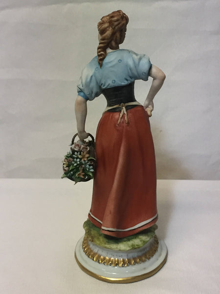 ON SALE - Tiche - Peasant Woman with Basket of Flowers