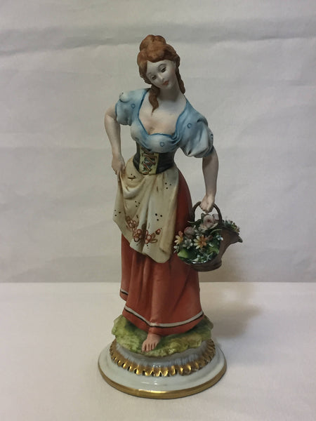 ON SALE - Tiche - Peasant Woman with Basket of Flowers