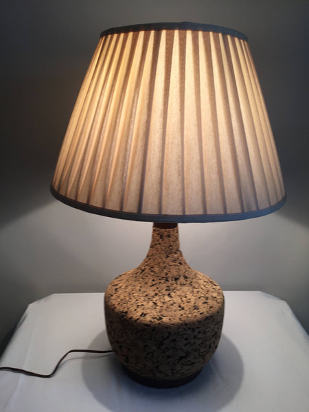 Vintage Mid-Century Cork & Walnut Lamp