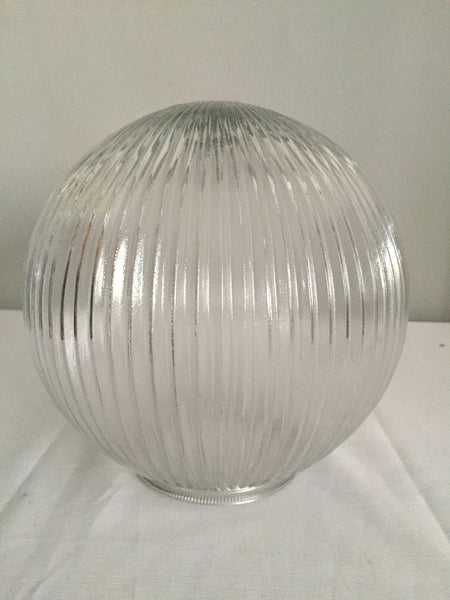 Vintage 8" Diameter Clear Glass Holophane Glass Lamp Ceiling Light Shade Fixture