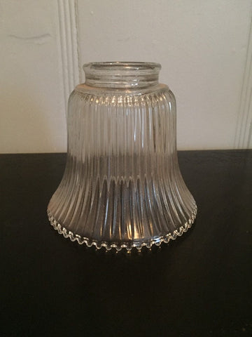 Industrial Lighting Shade, Ribbed Pendant Light Shade, Vintage Holophane Pleated Square Fluted Clear Glass, 2 available