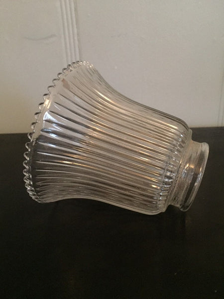 Industrial Lighting Shade, Ribbed Pendant Light Shade, Vintage Holophane Pleated Square Fluted Clear Glass, 2 available