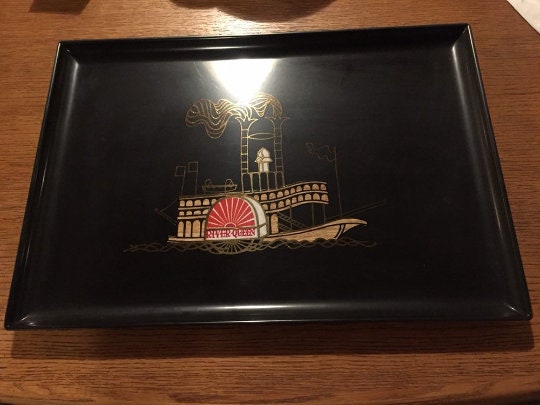 Very Rare Vintage Couroc Mid-Century Mississippi "RIVER QUEEN" Serving Tray- Potomac river Bar tray