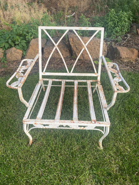 Pair of Woodard Vintage Garden Patio Lounge Chairs - rusty patina